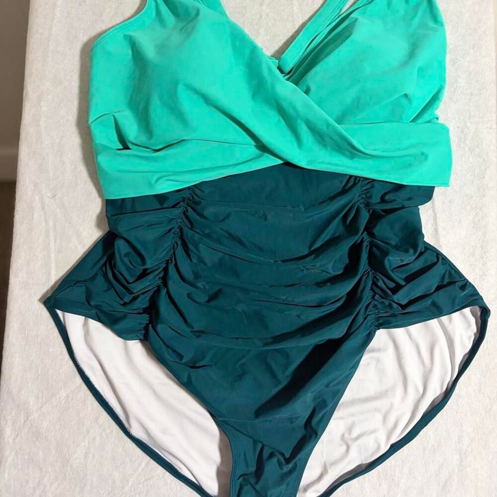 Unbranded Women's Green and Blue Swimsuit-one-piece